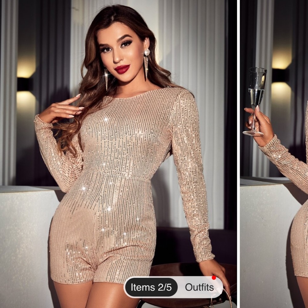 Shein Rhinestone Romper - Gem
